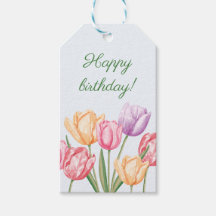 Coloridas Flores de Tulipa em Aquarela Feliz Anive
