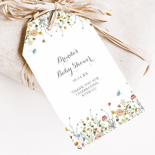 Etiqueta Para Presente Coloridas Flores Selvagens Delicadas Chá de Bebê