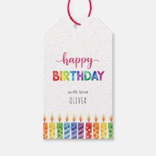 Etiqueta Para Presente Colorido Feliz Aniversário Infantil Aquarela