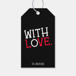 Etiqueta Para Presente Com Amor Natal Chic & Ousado Preto, Branco & Verme