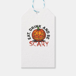 Etiqueta Para Presente Coma, Beba E Seja Assustador Design de Halloween