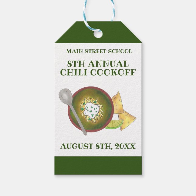 Etiqueta Para Presente Comida de Cookoff Verde Chili Verde (Frente)