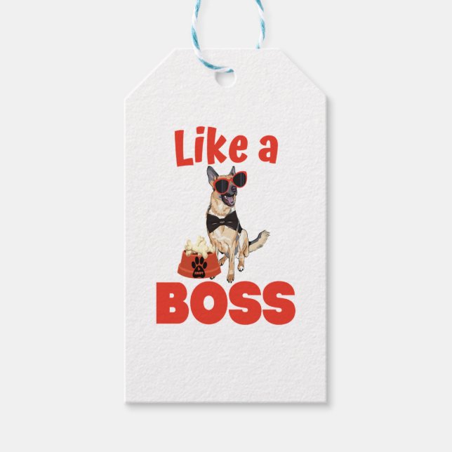 Etiqueta Para Presente Como Um German shepherd Chefe (Frente)