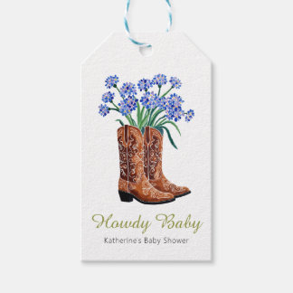 Etiqueta Para Presente Como vai Bebê Azul Cowboy Chá de Bebê
