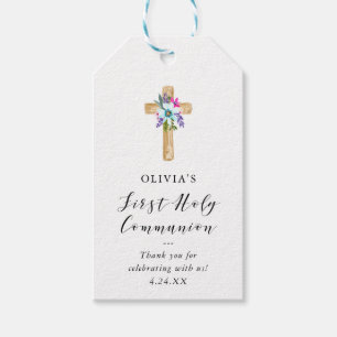 Etiqueta Para Presente Comunhão transversal floral rústico do olhar d
