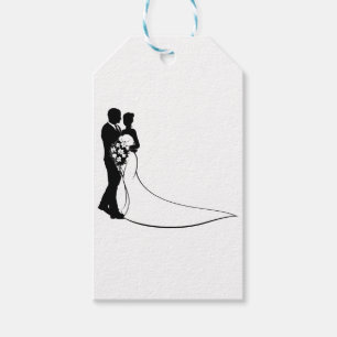 Etiqueta Para Presente Conceito do casamento da silhueta dos noivos
