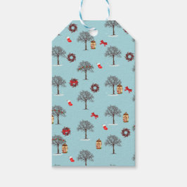 Etiqueta Para Presente Condecorações de Natal e árvores sob neve