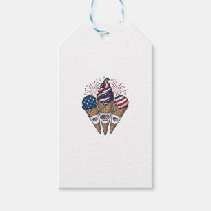 Etiqueta Para Presente Cones de Sorvete Patrióticos Vintage Quatro de Jul