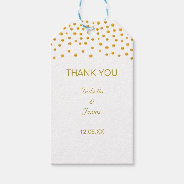 Etiqueta Para Presente Confete Dourado em Preto e Branco (Frente)