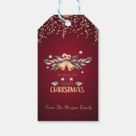 Etiqueta Para Presente Confete Festivo, Sininhos de Natal,Vermelho