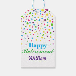 Etiqueta Para Presente Confetes Coloridos Personalizados Feliz Aposentado