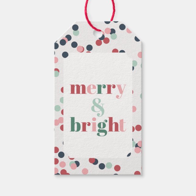 Etiqueta Para Presente Confetes de Natal Alegre e Brilhante (Frente)