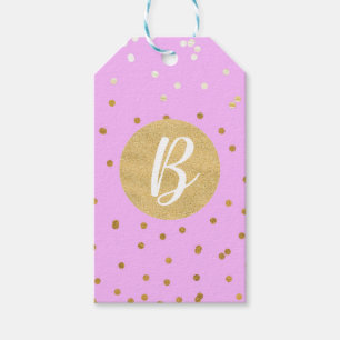 Etiqueta Para Presente Confetes Dourado Rosa Pontos Moderno Glamour Favor
