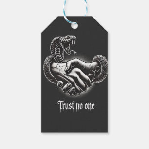 Etiqueta Para Presente Confie em Ninguém — Aperto de Cobra Tatuagem Vinta