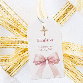 Etiqueta Para Presente Confirmation blush pink bow cross girl DIY