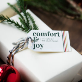 Etiqueta Para Presente Conforto & Alegria | Estilo Natal Verde Floresta