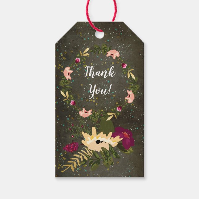 Etiqueta Para Presente Constelação de Estrelas Prateadas Douradas de Pain (Frente)