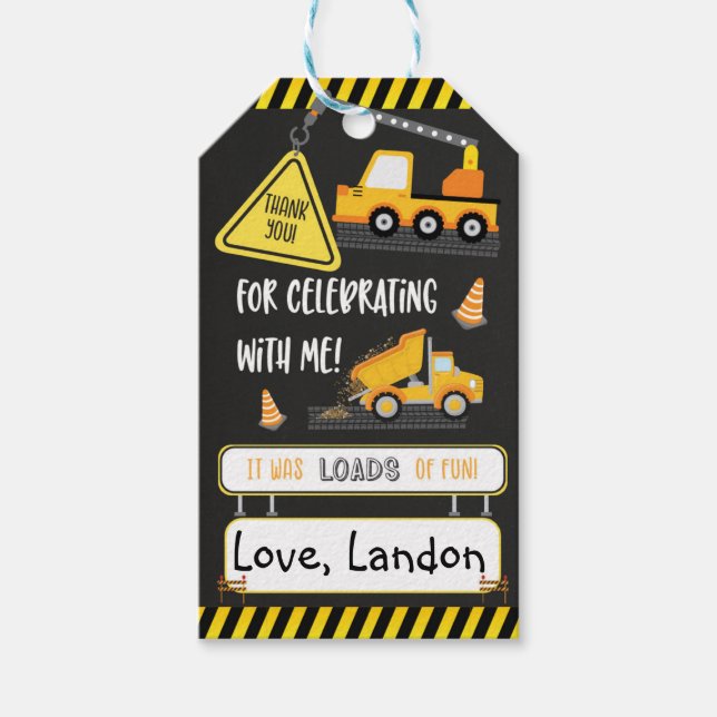 Etiqueta Para Presente Construção Aniversário Obrigado (Frente)