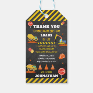 Etiqueta Para Presente Construção Aniversário Obrigado