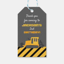 Etiqueta Para Presente Construção Aniversário Obrigado Cinza