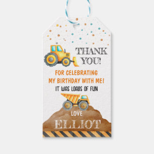 Etiqueta Para Presente Construção Obrigado Favor de Aniversário