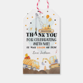 Etiqueta Para Presente Construção Obrigado Tag Dump Truck Boy Aniversário