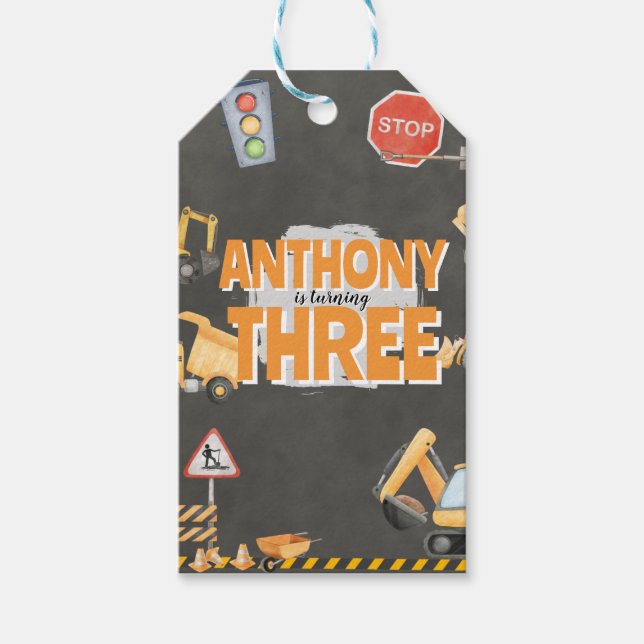 Etiqueta Para Presente Construction Birthday Invitation (Frente)