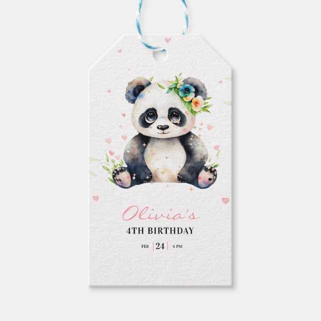 Etiqueta Para Presente Convite de Aniversário Panda, Convite de Aniversár (Frente)
