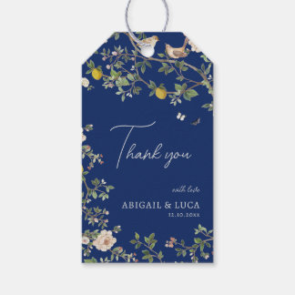 Etiqueta Para Presente Convite de Casamento de Pássaros Florais Chinoiser