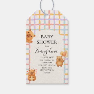 Etiqueta Para Presente Convite de Chá de Bebê Watercolor Cute Capy Capyba