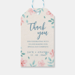 Etiqueta Para Presente Convite para Casamento Chic com Flor Rosa Obrigado