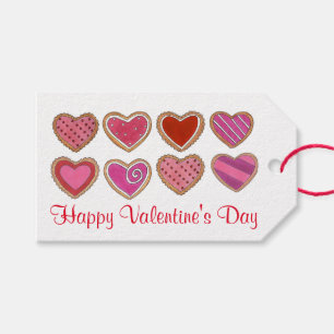 Etiqueta Para Presente Cookies de Amor com Coração Vermelho Cor-de-Rosa f