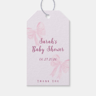 Etiqueta Para Presente Coquette Pink Bow Minimal Baby Shower Favor