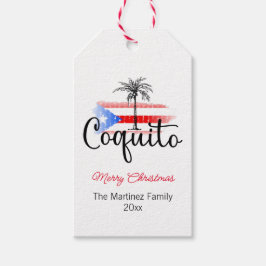 Etiqueta Para Presente Coquito Merry Christmas Flag Palm Tag Gift