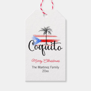Etiqueta Para Presente Coquito Merry Christmas Flag Palm Tag Gift