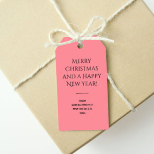 Etiqueta Para Presente Cor da Tendência Melancia Rosa Minimalista