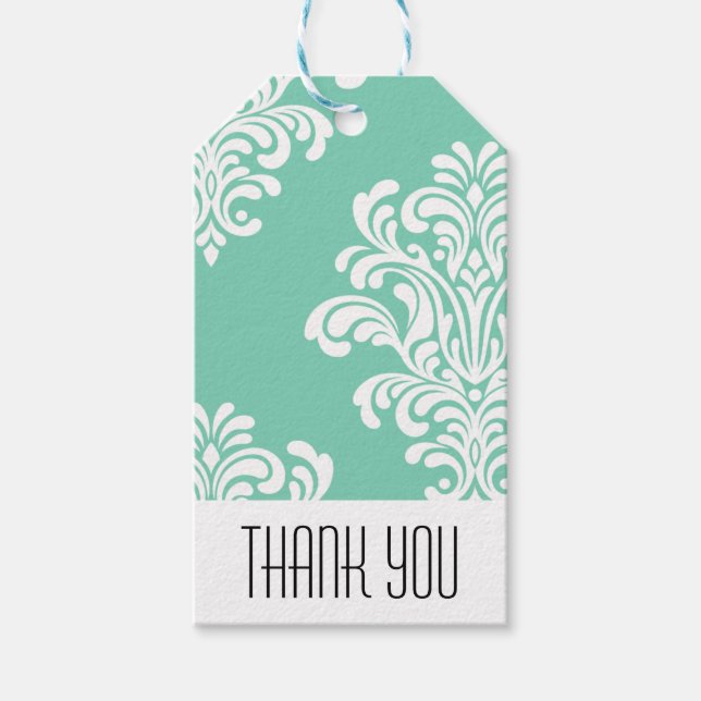 Etiqueta Para Presente Cor damasco elegante Obrigado (Frente)