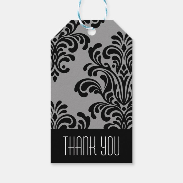 Etiqueta Para Presente Cor damasco elegante Obrigado (Frente)