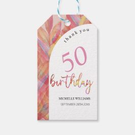 Etiqueta Para Presente Cor de Água do Partido Tropical Rosa Artístico