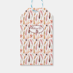 Etiqueta Para Presente Cor de Água Padrão Floral Rosa Girly Occasion