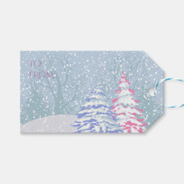 Etiqueta Para Presente COR DE MUDANÇA DE Árvore de Neve Moderna