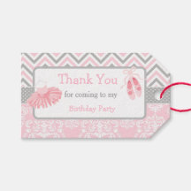 Cor-de-rosa e Cinza Chevron Ballerina Obrigado Eti
