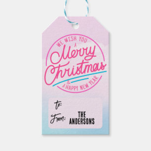Etiqueta Para Presente Cor-de-rosa Etiqueta de presente Feliz de Natal pa