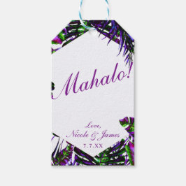 Etiqueta Para Presente Cor Pop Elétrico Tropical Folhas de Palmeira Casam