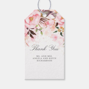 Etiqueta Para Presente Cora a aguarela floral cor-de-rosa