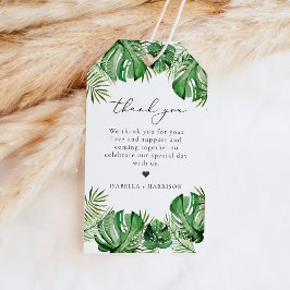 Etiqueta Para Presente CORA Tropical Beach Watercolor Palm Leaf Island
