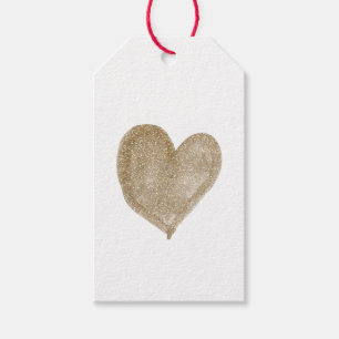 Etiqueta Para Presente Coração com Glitter Dourado Aquarela