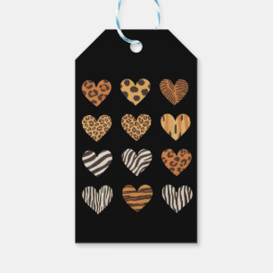 Etiqueta Para Presente Coração de Amor Leopardo Fofo Dia dos Namorados 