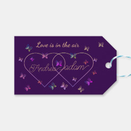 Etiqueta Para Presente coração de borboletas voadoras modernas