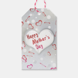 Etiqueta Para Presente Coração de Papel 3D de Dia de as mães Feliz